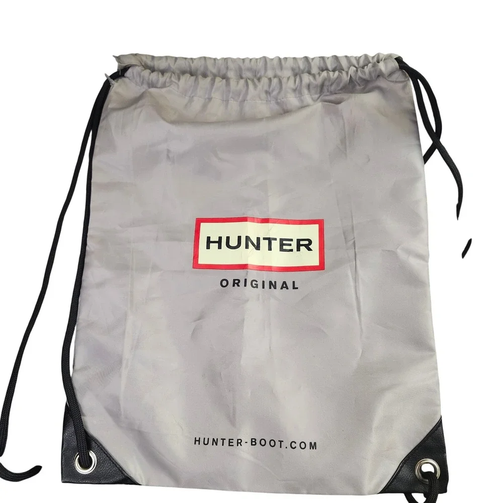 Hunter Original Grey Nylon Drawstring Backpack Cinch Bag Logo Sport Gym Sackpack